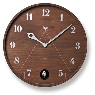 Lemnos Kuckucksuhr PACE/Designer Cuckoo Clock aus Japan/Kuckucksuhr mit Batterie und Lichtsensor/Vogeluhr aus Holz/Kuckucksuhr modern Design - Farbe braun