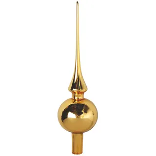 Krebs Glas Lauscha Baumspitze Uni-Design Glanz Goldfarbig 26cm