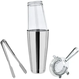 ich-zapfe Boston Shaker Set Klein mit Mixing Glas, Sieb & Eiswürfelzange