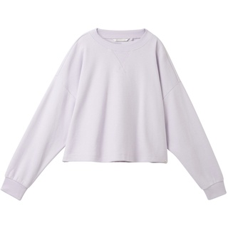TOM TAILOR DENIM Damen Cropped Sweatshirt mit Rundhalsausschnitt, lila, Melange Optik, Gr. XL