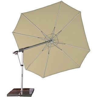 Doppler Sonnenschirm / Ampelschirm "Protect 400 Pendel", inkl. 4 Granitplatten, Standkreuz und Schutzhülle,sand,Ø 400 cm
