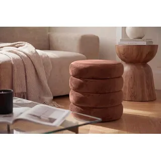 riess-ambiente Polsterhocker VOGUE 40cm rostbraun - Samt, mit Stauraum, gepolstert, rund, retro (Einzelartikel, 1 St), Eleganter Sitzhocker - ideal f. Ankleide, Flur, Wohnzimmer & Garderobe braun