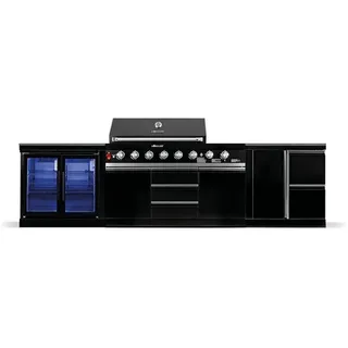 Goriller Outdoorküche, Schwarz Hochglanz, Metall, 330x90x58 cm, CE, Grills & Outdoor-Küchen, Gasgrills