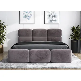 a&j möbelland gmbh Polsterbett MAROKO -OM 90 x 200 mit Bettkasten. Farbe: Grau - Grau