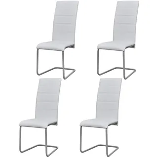 vidaXL Freischwinger Kunstleder weiß 4er Set