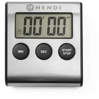 HENDI Küchentimer, digital, 2 Alarmeinstellungen, ausklappbarer Ständer, Aufhängeloch, magnetisch, Stoppuhr, digitaler Timer, Kurzzeitwecker, Küchenuhr, 65x70x(H) 17mm, ABS, Edelstahl