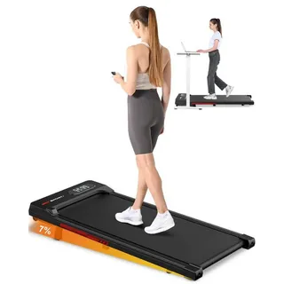 Walking Pad mit 7% Neigung, Laufband für Zuhause Büro Steigung Schreibtisch, Laufbänder 1-8 km/h, Laufbänder mit LCD-Display, Laufpad bis 130 kg - Schwarz