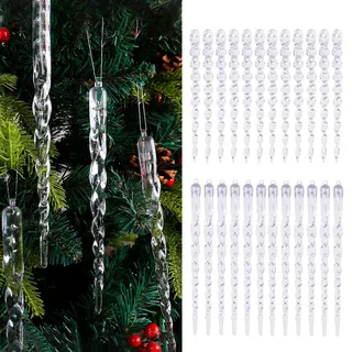 [weihnachtsschmuck] Set-kauf (12 Große A + 12 Große B) 24 Stück Durchsichtige Deko-eiszapfenstäbe, Künstliche Eiszapfen, Kreative Spiralen Für Den Weihnachtsbaum