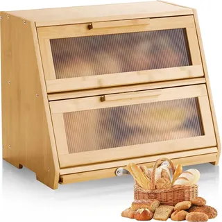 Vevor Doppellagiger Brotkasten Holz Natur