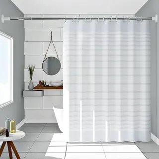 Xxl-duschvorhang 300 X 200 Cm Aus Weiß Gestreiftem Peva – Schimmelresistent, Waschbar, Ideal Für Badezimmer Und Studentenwohnheime