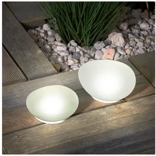 esotec Solarleuchte Glas 2er Set wetterfest 4100K inkl. LED weiß