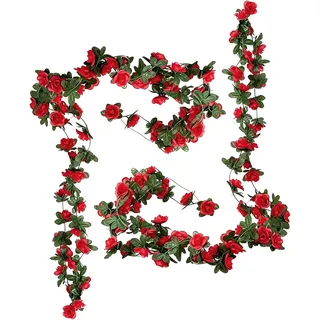 Künstliche Rosen Girlande 2,6 m für Dekoration Garten Zaun Wand Party Set