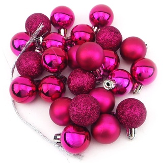 Sepkina 24 kleine Mini Dekokugeln Weihnachtskugeln Kugeln Weihnachten matt glänzend glitzernd 3cm Violett Beere