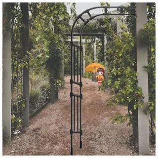 Halber Rosenbogen Aus Metall Wetterfest Rostfrei Torbogen Gartenbogen Rankgitter Rankhilfe Rankenbogen Verzinkt Halbbogen Rosengestell Für Verschiedene Kletterpflanzen 240cm Hoch ( Color : Schwarz , S