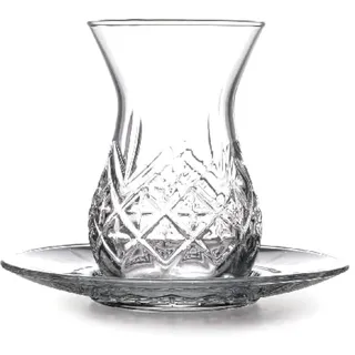 Pasabahçe Timeless 12 Teiliges Teeservice Für 6 Personen,Volumen 132 ML, Türkische Teegläser Mit Untertasse, Cay Bardagi Set, Türkischer Tee, Cay Bardagi SETI, Türkischer Tee, Glas, Cay SETI