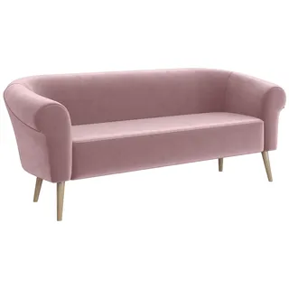 MEBLINI Mini Sofa 3-Sitzer für Wohnzimmer - Mini Lounge für DREI Personen - Küchensofa - Sofa Klein - Emilia - 3 - Rosa Samt
