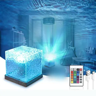 Sternenhimmel Projektor,Ocean Wave Lamp,16 Farben RGB Wasserwellen Lampe | LED Nachttischlampe,Dimming Kristall Nachtlichtlampe,Aurora Light mit Fernbedienung,Rgb Farbwechsel Nachtlicht