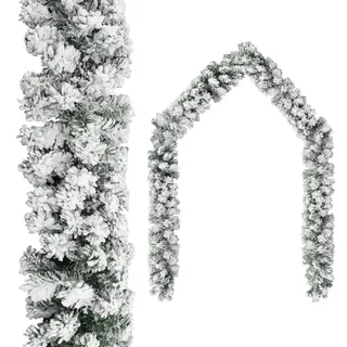 HOMIUSE 10m L Weiß Weihnachtsgirlande mit Schnee PVC Weihnachtsdeko Aussen Weihnachtsgirlande Girlande Weihnachten Weihnachtsdeko Innen Weihnachten Deko Tannengirlande mit Beleuchtung