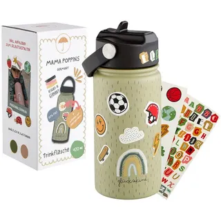 Mama Poppins Germany Trinkflasche Kinder Trinkflasche Edelstahl 420ml grün