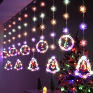 3m Weihnachten LED Lichtervorhang 8 Lichtmodi Lichterkette Batteriebetrieben für Innen Außen Fenster Party Weihnachtsdeko, Bunt