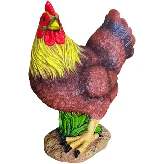 Relaxdays Gartenfigur Huhn 24 cm Bunt