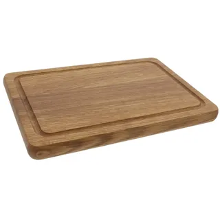 4X HOFMEISTER® Schneidebrett Eiche massiv – Holzbrett mit Unikat-Maserung, klingenschonend, Handarbeit – mit Saftrille, 30 x 20 x 2 cm