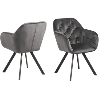 AC Design Furniture Kerstin Stuhl, Samt, B: 57,5 x H: 81,5 x T: 61,5 cm, 1 Stück, 82122, Grau