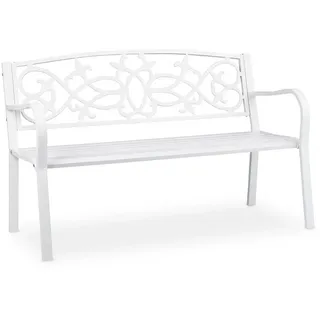 Relaxdays Vintage Gartenbank 120 cm Weiß