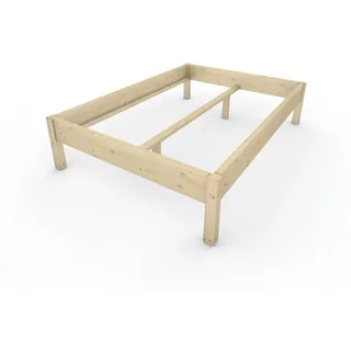 TUGA-Holztech Massivholzbett Holzbett Naturholzbett 140 x 200 cm 48 cm Bettgestell ohne Kopfteil, Br 70 80 90 100 120 140 160 180 200 Lg 200 220 H=38/48/58 cm 140 cm x 200 cm x 48 cm