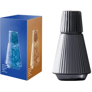 Klassische gestreifte Glaskaraffe für Nachttisch, Wasserkaraffe mit Trinkglas, 963 ml, Vintage-Stil, Wasserkaraffe und Glas-Set, klares Glas, Saft, Wasserkrug für Schlafzimmer, Nachttisch (grau)
