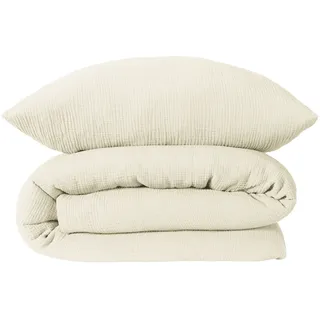 SCHIESSER Bettwäsche »Molly aus supersofter Musselin-Qualität in gedeckten Farben«, Made in Green weiß