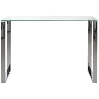 AC Design Furniture Jannis Konsolentisch mit Tischplatte aus Klarglas und Verchromtem Stahlsockel, Beistelltisch aus Gehärtetem Glas, Wohnzimmermöbel, Flurtisch, B: 110 x H: 76 x T: 40 cm