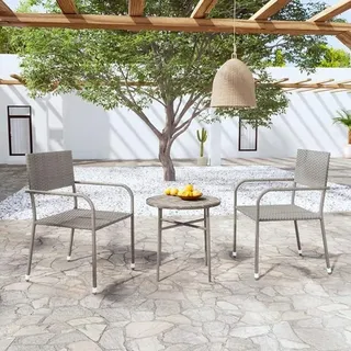 3-TLG. Garten-Essgruppe, Gartentisch Mit Stühlen Set, Gartenmöbel Set, Sitzgarnitur Garten, Esstisch Stühle Set, Gartensitzgruppe, Lounge Möbel...