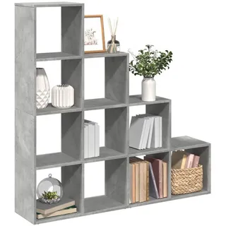 vidaXL Raumteiler-Bücherregal 4 Stufen Betongrau 131,5x29x131,5 cm