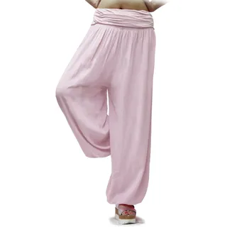 Gloop Damen Pumphose Haremhose Freizeithose Sommerhose Hose in Blumen Muster oder UniFarben HS201701, Rosa 13090a3, M/L - M-L