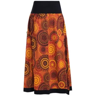 Vishes Maxirock Langer Damen Herbst-Rock Herbströcke Bunt mit Mandalas bedruckt Hippie, Festival, Boho Style orange 40
