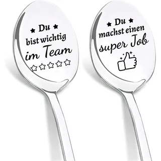 DIKARIYA Dankeschön für Kollegen Löffel mit Gravur Du Bist Wichtig im Team | Kaffeelöffel mit Gravur Lieblings Kollegen Team Geschenke Kollegin Mitarbeiter Abschiedsgeschenk Jobwechsel für Büro Arbeit