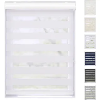 EFIXS Doppelrollo mit Kassette Montage Wand/Decke mit Bohren Breiten: 40-220, Höhe: bis 240 Hier: BxH (70 x 240) cm (Weiss) Premium Duorollo, oder ohne Bohren mit Klemmhalter am PVC-Fenster