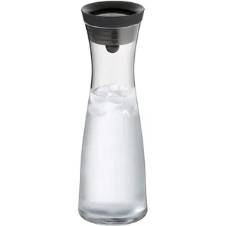WMF Wasserkaraffe Basic für Kalt- und Warmgetränke, Silikonrand, 1 l Fassungsvermögen, Close-Up-Verschluss ink. integriertem Sieb, spülmaschinengeeignet schwarz