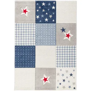 Pergamon Maui Kids Karo Sterne Kinderteppich 120 x 170 cm Blau