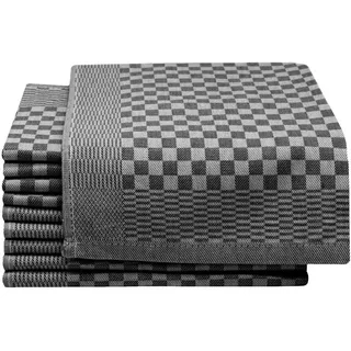ZOLLNER Geschirrtuch Carola 46 x 70 cm, 100% Baumwolle, weiß-schwarz, kariert, 10 Stück