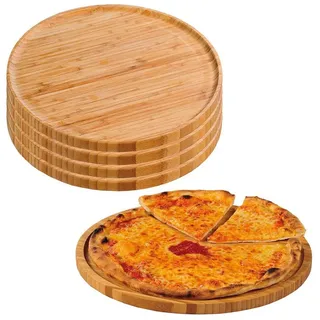 Kesper Pizzateller 5 Stück Pizzateller - Bambus - Ø 32cm, (5 St), hochgezogener Rand beige