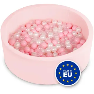 SELONIS Bällebad Bällepool Für Baby Kinder 90X30cm/200 Bälle Bälle Rund, Rosa: Puderrosa/Perle/Transparent