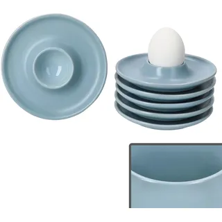 Ritzenhoff & Breker 6er Set Jasper Eierbecher mit Ablage Graublau I 6 Personen I Ø 12,5cm I runde Eierbecher für das Frühstücksei I Flache Eierbecher für Brunch & Buffet