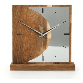 Kreative Feder Standuhr Designer-STANDUHR „Silvermoon“ aus Massivholz, ohne Ticken; Funk- oder Quarzuhrwerk; elegant, außergewöhnlich, modern braun