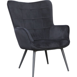 Sessel BYLIVING "Uta" Gr. Samtstoff, Farbe schwarz, ohne Hocker, B/H/T: 60 cm x 97 cm x 80 cm, schwarz Einzelsessel wahlweise mit oder ohne Hocker, in Cord, Samt Webstoff