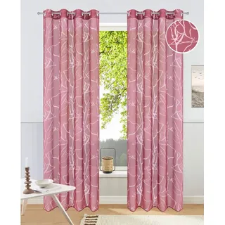 my home Gardine Anna, Ösen (1 St), halbtransparent, Ausbrenner, Bestseller, Äste-Motiv, Viskose, Polyester rot 140 cm x 245 cm