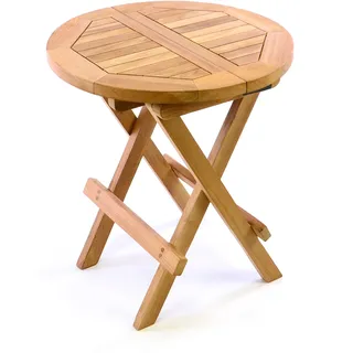 Divero Hocker Blumen-, Beistell-, Kinder-Tisch Garten Balkon Terrasse Teak-Holz klappbar behandelt unbehandelt Wählbar (behandelt)