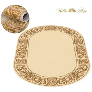 Belle Arti Teppich Luxus Teppich Wohnzimmer Barock schwarz gold beige oder rot kurzflor, Rechteckig, flauschig beige Rechteckig | 67 cm x 105 cm