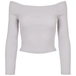 URBAN CLASSICS Ladies Off Shoulder Rib Longsleeve Lila L